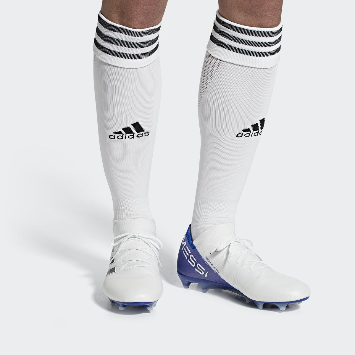Nemeziz Messi 18.1 FG Men's Soccer Cleats - White/Black/Blue - DB2088-ADIDAS by Adidas | Available at Niky's Sports