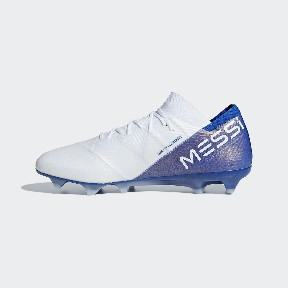 Nemeziz Messi 18.1 FG Men's Soccer Cleats - White/Black/Blue - DB2088-ADIDAS by Adidas | Available at Niky's Sports