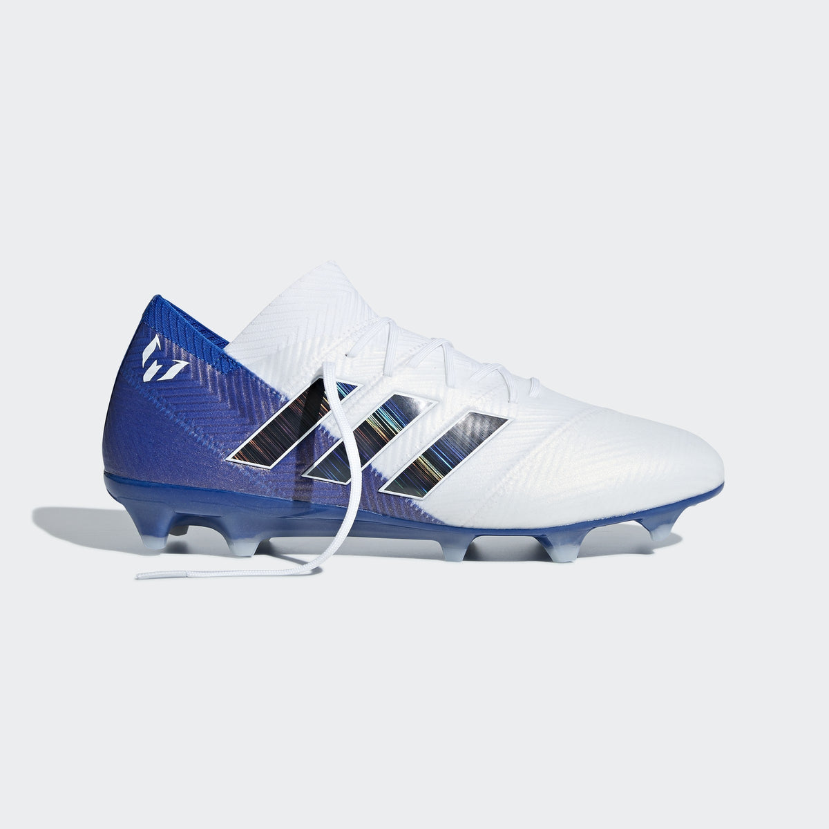 Nemeziz Messi 18.1 FG Men's Soccer Cleats - White/Black/Blue - DB2088-ADIDAS by Adidas | Available at Niky's Sports