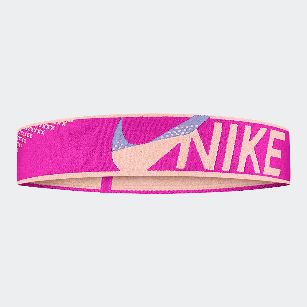 ELASTIC CROSS STITCH HEADBAND PINK