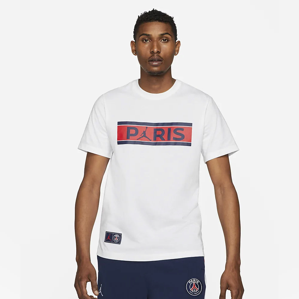 Men&#39;s Jordan Paris St Germain Wordmark T Shirt - DB6510-100-NIKE by Nike | Available at Niky&#39;s Sports