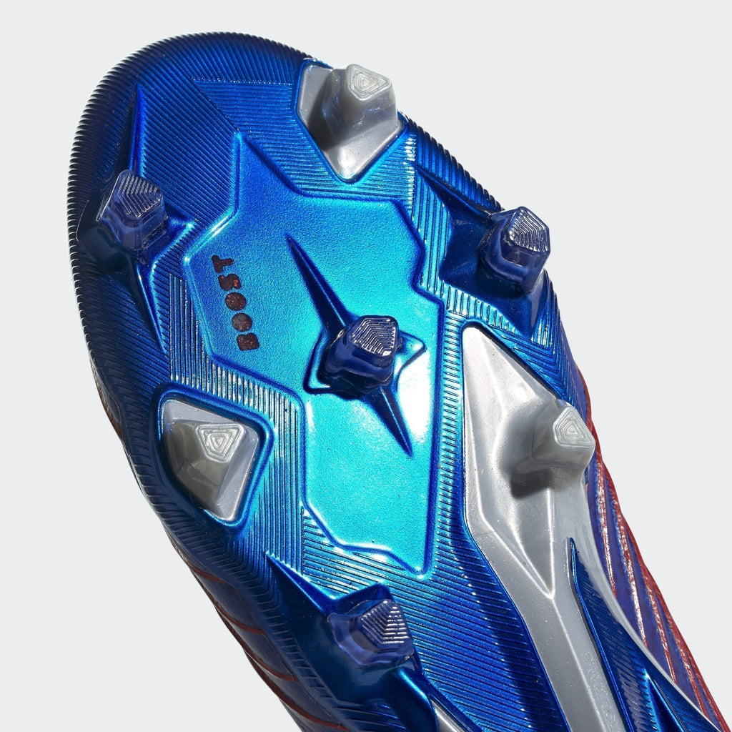 Men's Predator 19+ FG Soccer Cleats - Bold Blue/Silver Metallic/Active Red - BB9087-ADIDAS by Adidas | Available at Niky's Sports