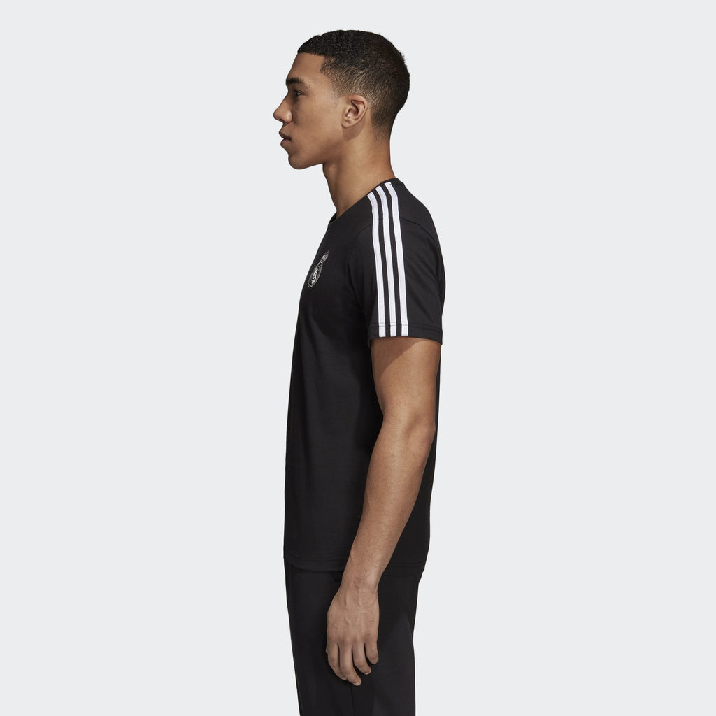 Men's Real Madrid 3-Stripes Tee - Black/White
