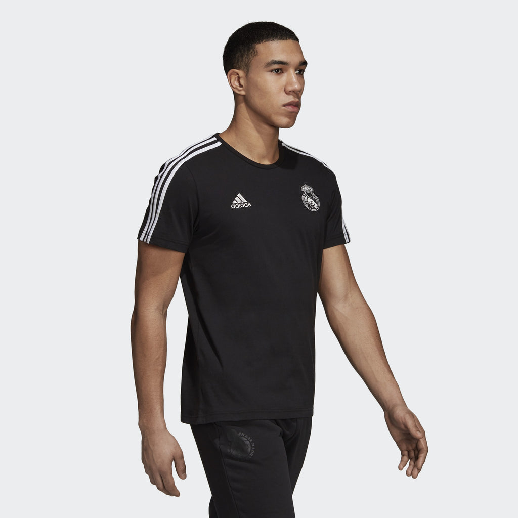 Men's Real Madrid 3-Stripes Tee - Black/White