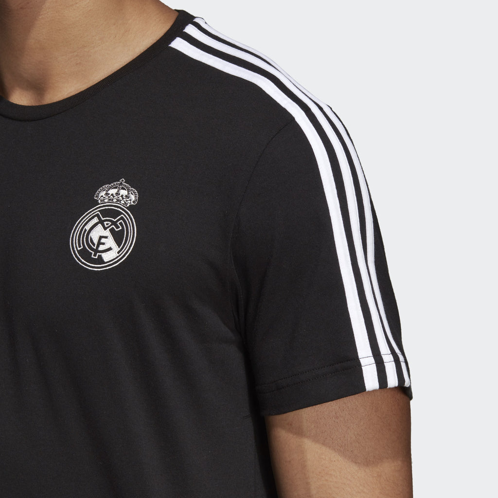 Men's Real Madrid 3-Stripes Tee - Black/White