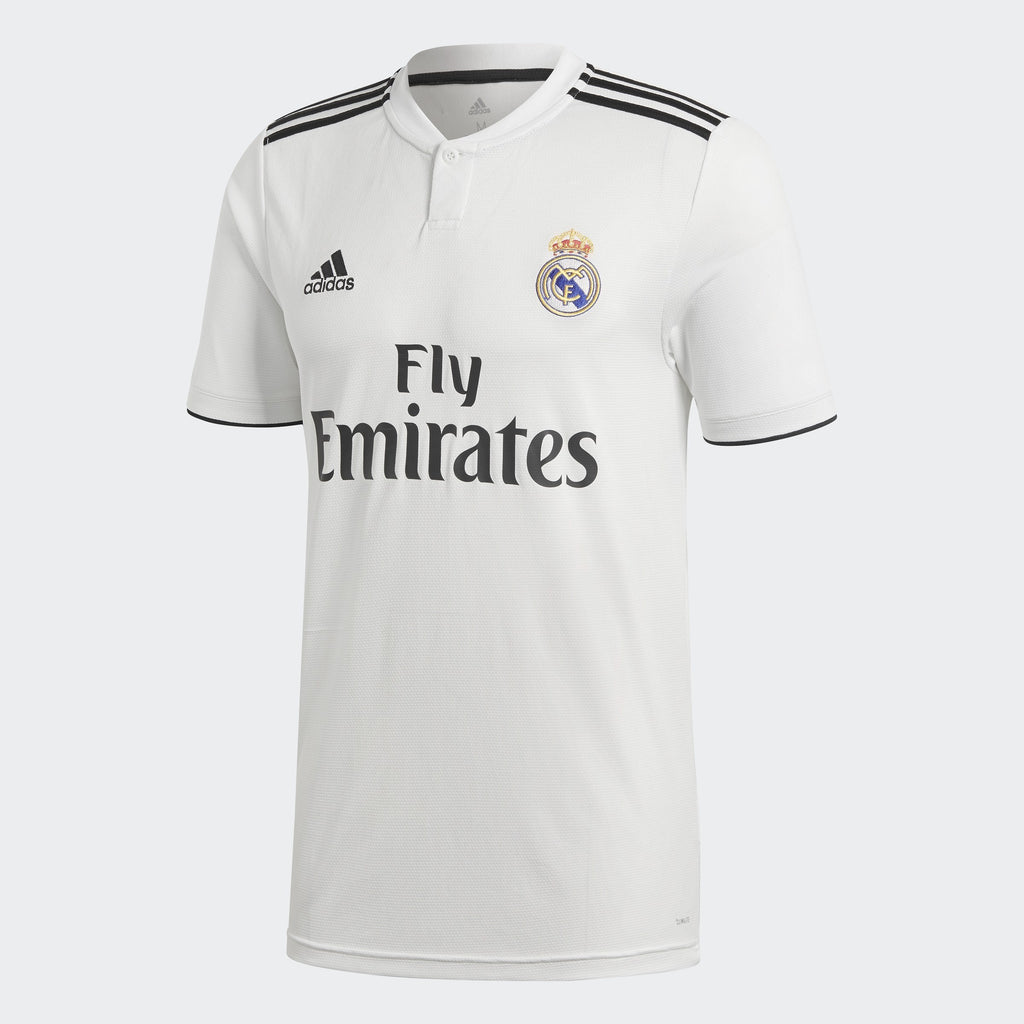 Men's Real Madrid 18/19 Home Jersey - White/Black - DH3372-ADIDAS by Adidas | Available at Niky's Sports