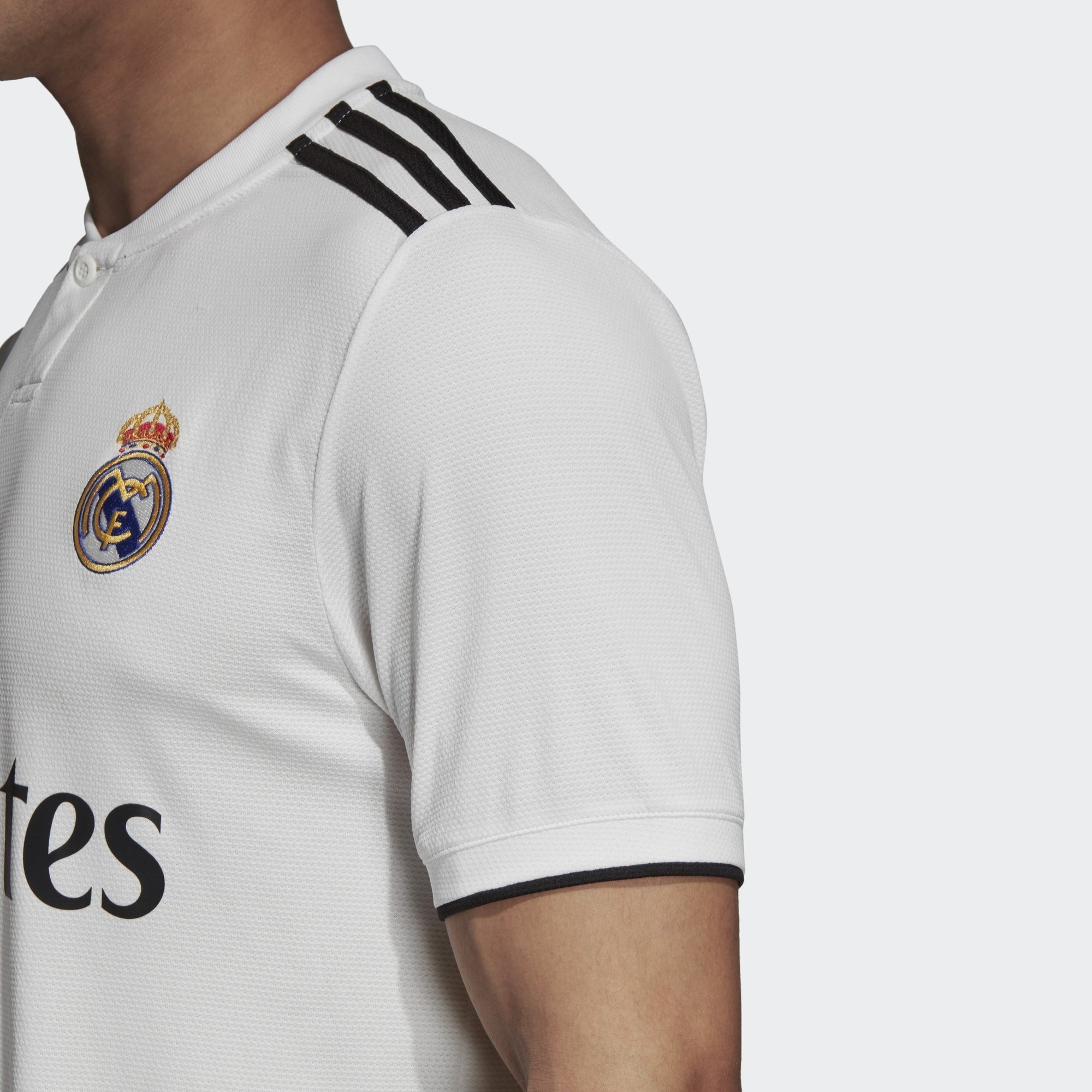 Men's Real Madrid 18/19 Home Jersey - White/Black - DH3372-ADIDAS by Adidas | Available at Niky's Sports