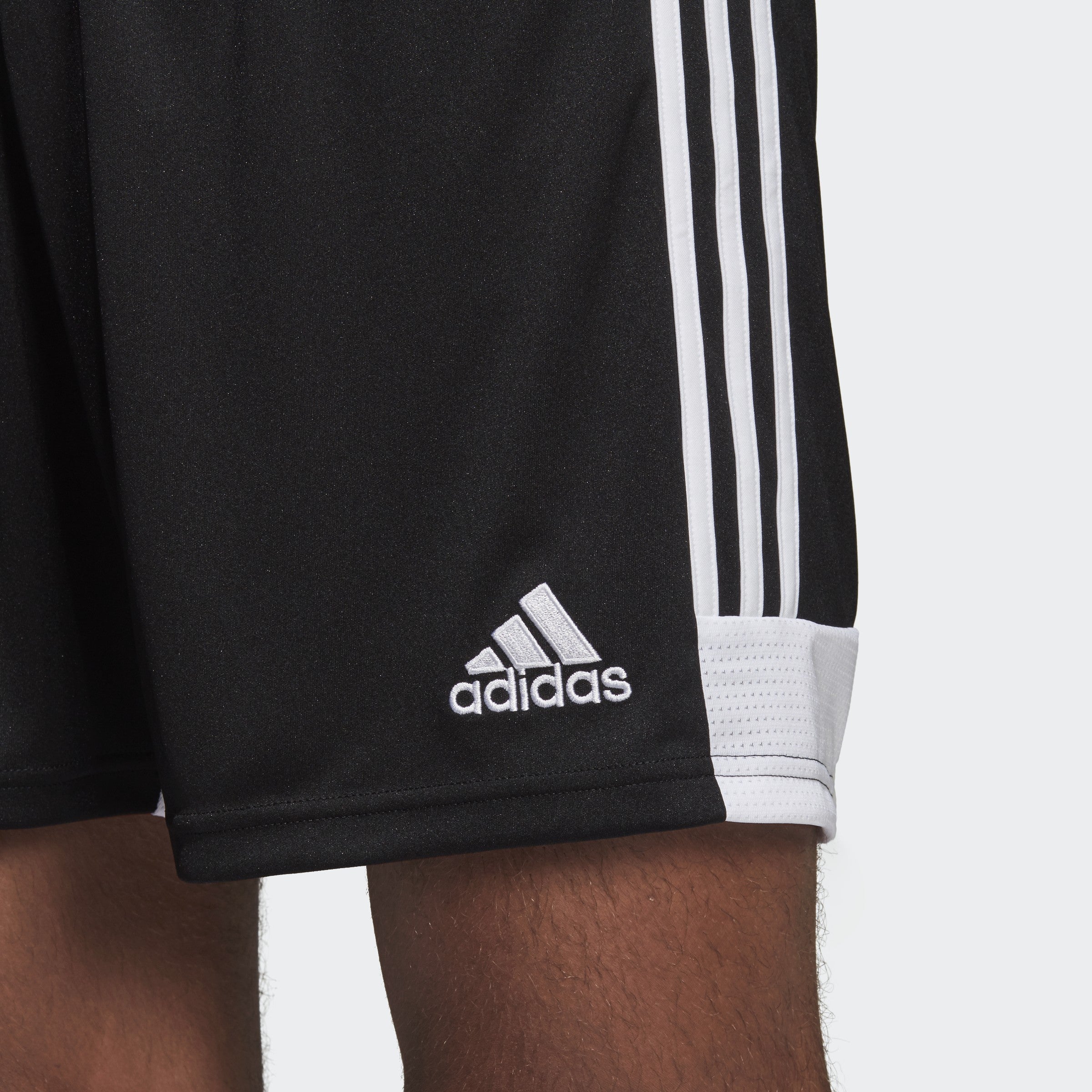 Black 'soccer shorts with white stripe hotsell