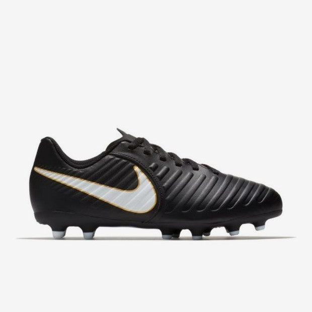 Kid's Tiempo Rio IV FG Soccer Cleats - Black/White/Metallic Gold - 897731-002-NIKE by Nike | Available at Niky's Sports