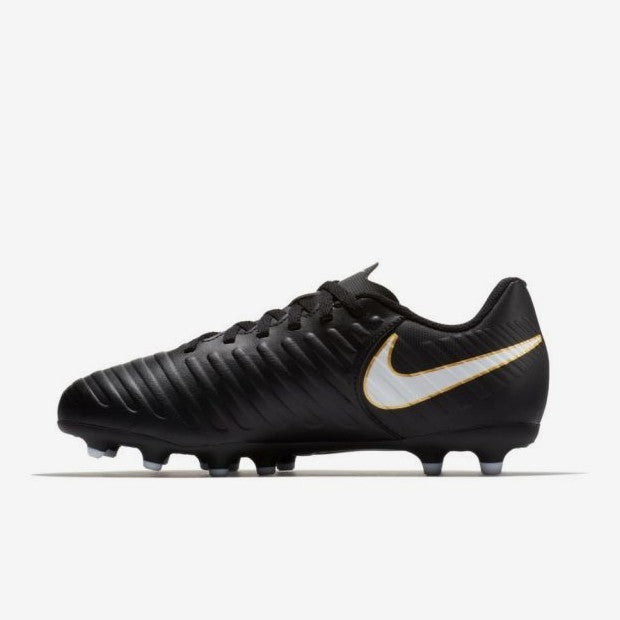 Kid's Tiempo Rio IV FG Soccer Cleats - Black/White/Metallic Gold - 897731-002-NIKE by Nike | Available at Niky's Sports
