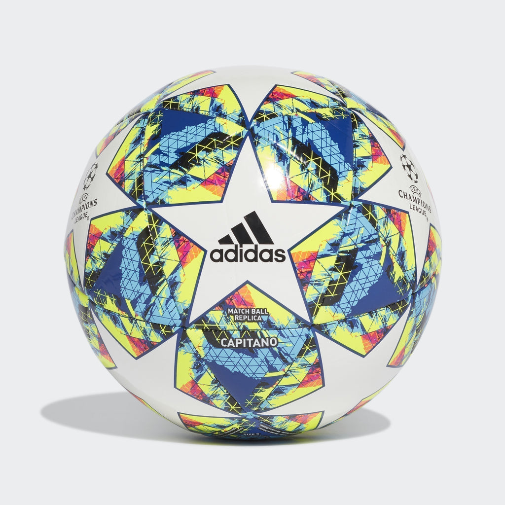 UCL Finale 19 Capitano Ball - White/Bright Cyan/Solar Yellow/Shock Pink - DY2553-ADIDAS by Adidas | Available at Niky's Sports