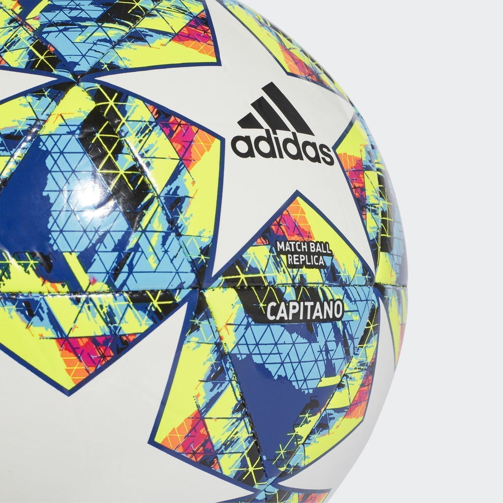 UCL Finale 19 Capitano Ball - White/Bright Cyan/Solar Yellow/Shock Pink - DY2553-ADIDAS by Adidas | Available at Niky's Sports