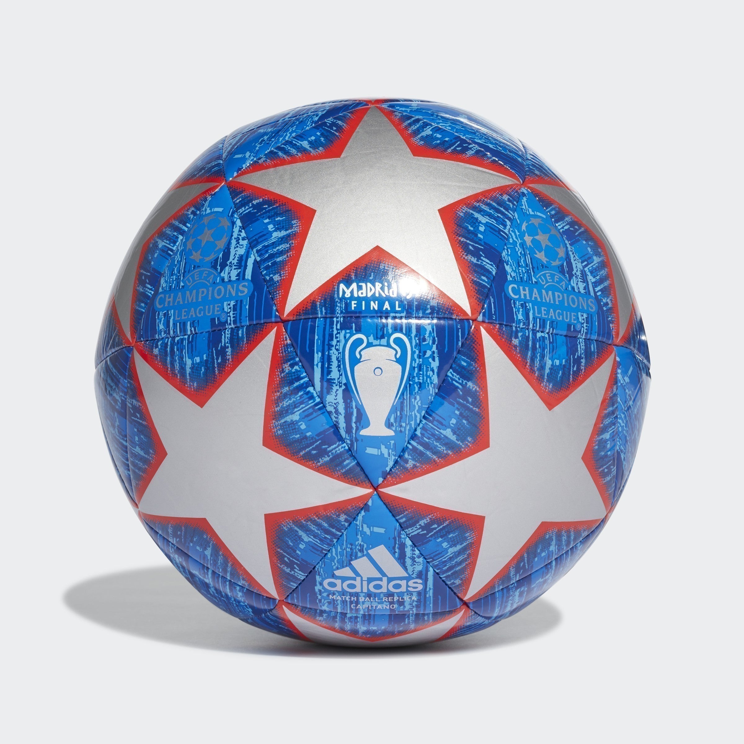UCL Finale Madrid Capitano Ball Silver Metallic Bold Blue Football B
