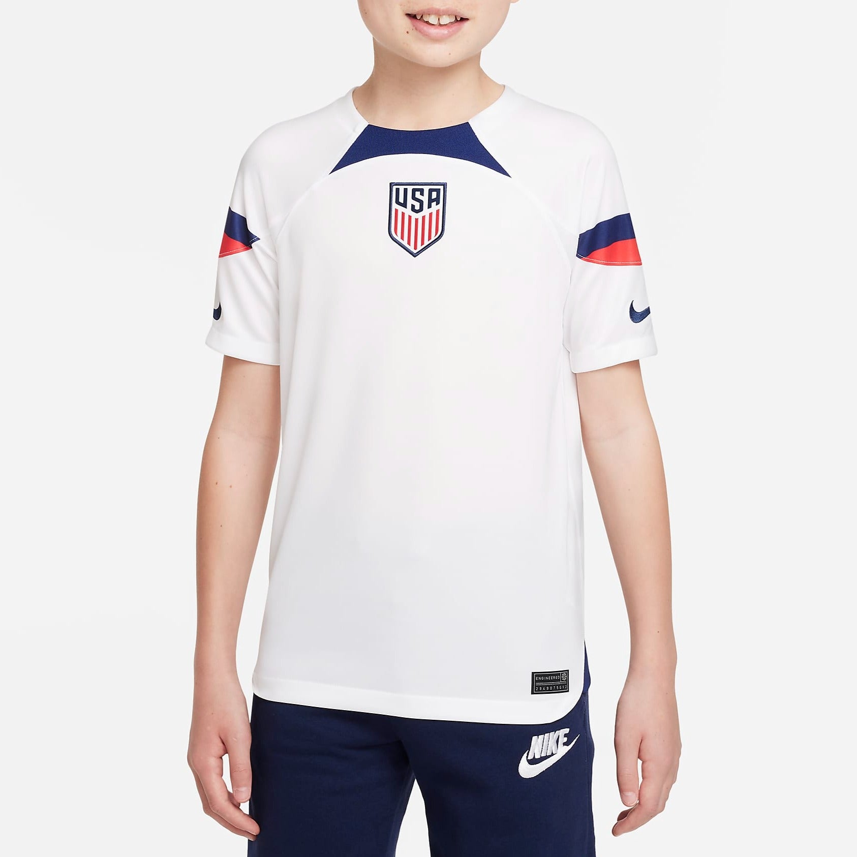 Nike Kid's USA Jersey for the 2022 World Cup Front View