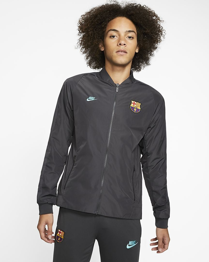 Men's Reversible FC Barcelona Jacket-Dark Smoke Grey/Cabana