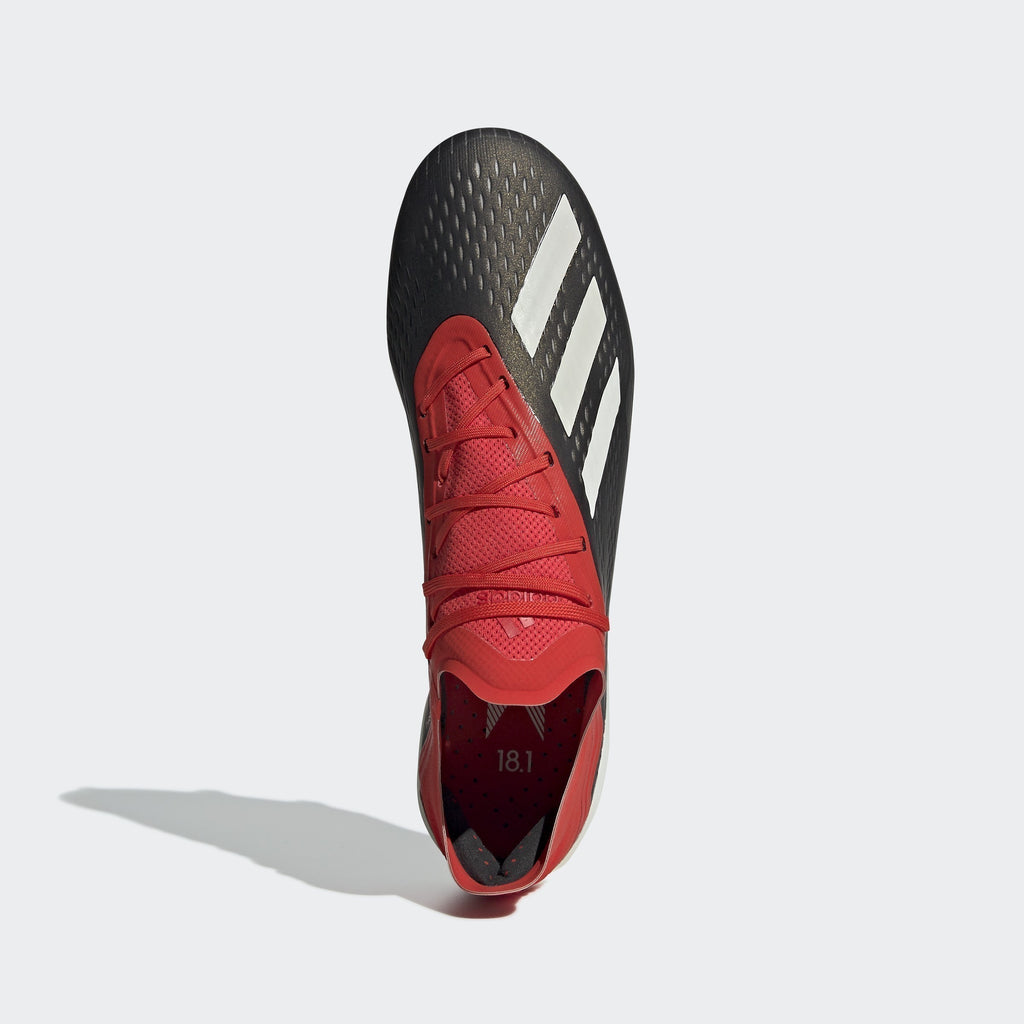 Men's X 18.1 FG Soccer Cleats - Black/Cloud White/Red - BB9345-ADIDAS by Adidas | Available at Niky's Sports