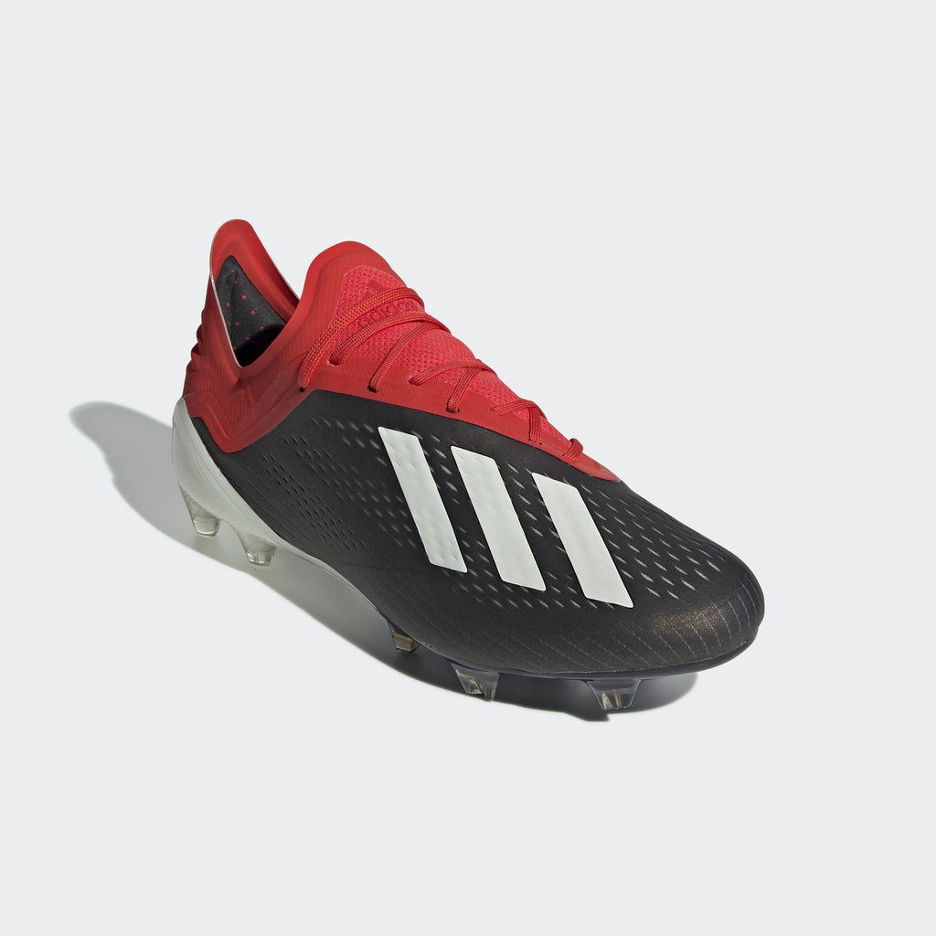 Men's X 18.1 FG Soccer Cleats - Black/Cloud White/Red - BB9345-ADIDAS by Adidas | Available at Niky's Sports