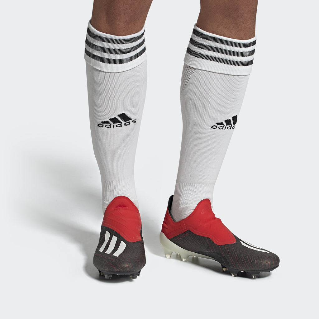 Men's X 18+ FG Soccer Cleats - Black/Cloud White/Red - BB9335-ADIDAS by Adidas | Available at Niky's Sports